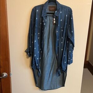 L&B Indigo Embroidered Shirt Dress